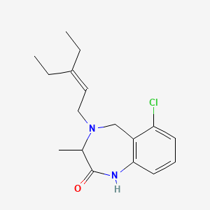 molecular formula C17H23ClN2O B12754649 6-Chloro-4-(3-ethyl-pent-2-enyl)-3-methyl-1,3,4,5-tetrahydro-1,4-benzodiazepin-2-one CAS No. 258849-82-0