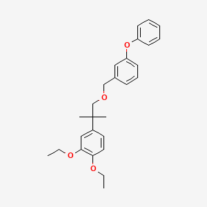molecular formula C27H32O4 B12754672 Benzene, 1-((2-(3,4-diethoxyphenyl)-2-methylpropoxy)methyl)-3-phenoxy- CAS No. 80853-95-8