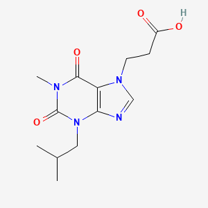 molecular formula C13H18N4O4 B12754865 7H-Purine-7-propanoic acid, 1,2,3,6-tetrahydro-2,6-dioxo-1-methyl-3-(2-methylpropyl)- CAS No. 132560-21-5