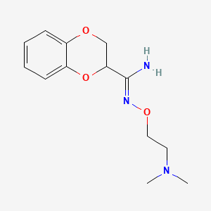 molecular formula C13H19N3O3 B12754891 N-(2-(Dimethylamino)ethoxy)-2,3-dihydro-1,4-benzodioxin-2-carboximidamide monohydrochloride CAS No. 147031-87-6