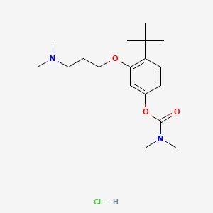 molecular formula C18H31ClN2O3 B12754951 Carbamic acid, dimethyl-, 3-(3-(dimethylamino)propoxy)-4-(1,1-dimethylethyl)phenyl ester, monohydrochloride CAS No. 118116-12-4