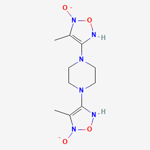 molecular formula C10H16N6O4-2 B12755047 Piperazine, 1,4-bis(methylfurazanyl)-, N(sup 1),N(sup 4)-dioxide CAS No. 150012-67-2