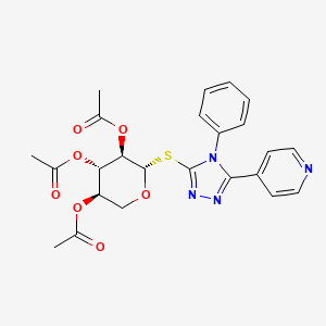 molecular formula C24H24N4O7S B12755053 beta-D-Xylopyranoside, 4-phenyl-5-(4-pyridinyl)-4H-1,2,4-triazol-3-yl 1-thio-, 2,3,4-triacetate CAS No. 116509-53-6