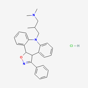 molecular formula C27H30ClN3O B12755099 8H-Dibenzo(b,f)isoxazolo(4,5-d)azepine, 3a,12b-dihydro-8-(3-(dimethylamino)-2-methylpropyl)-3-phenyl-, hydrochloride CAS No. 90358-81-9