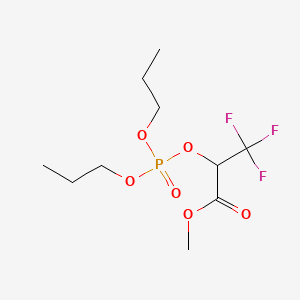 molecular formula C10H18F3O6P B12755121 Propanoic acid, 2-((dipropoxyphosphinyl)oxy)-3,3,3-trifluoro-, methyl ester CAS No. 108698-12-0
