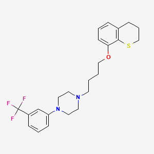 molecular formula C24H29F3N2OS B12755161 Piperazine, 1-(4-((3,4-dihydro-2H-1-benzothiopyran-8-yl)oxy)butyl)-4-(3-(trifluoromethyl)phenyl)- CAS No. 153804-25-2
