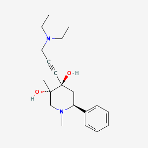 molecular formula C20H30N2O2 B12755172 cis-4-(3-(Diethylamino)propynyl)-1,3-dimethyl-6-phenyl-3,4-piperidinediol CAS No. 120729-82-0