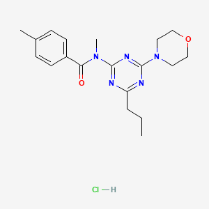 molecular formula C19H26ClN5O2 B12755243 Benzamide, N,4-dimethyl-N-(4-(4-morpholinyl)-6-propyl-1,3,5-triazin-2-yl)-, monohydrochloride CAS No. 127375-05-7