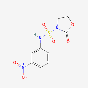 molecular formula C9H9N3O6S B12755246 3-Oxazolidinesulfonamide, N-(3-nitrophenyl)-2-oxo- CAS No. 116943-61-4