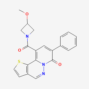 molecular formula C21H17N3O3S B12755256 Azetidine, 3-methoxy-1-((7-oxo-8-phenyl-7H-pyrido(1,2-b)thieno(2,3-d)pyridazin-10-yl)carbonyl)- CAS No. 110924-90-8