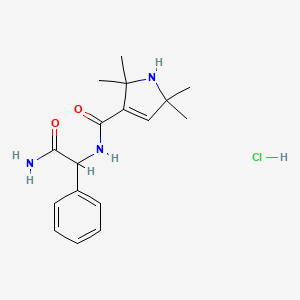 molecular formula C17H24ClN3O2 B12755266 1H-Pyrrole-3-carboxamide, 2,5-dihydro-N-(2-amino-2-oxo-1-phenylethyl)-2,2,5,5-tetramethyl-, monohydrochloride CAS No. 93969-07-4