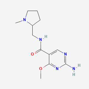 molecular formula C12H19N5O2 B12755276 2-Amino-4-methoxy-N-((1-methyl-2-pyrrolidinyl)methyl)-5-pyrimidinecarboxamide CAS No. 84332-12-7