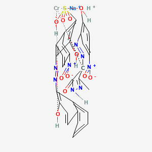 molecular formula C30H22CrN8NaO11S+ B12755283 Sodium hydrogen (2,4-dihydro-4-((2-hydroxy-5-nitrophenyl)azo)-5-methyl-3H-pyrazol-3-onato(2-))(3-hydroxy-4-((2-hydroxy-1-naphthyl)azo)-7-nitronaphthalene-1-sulphonato(3-))chromate(2-) CAS No. 85865-89-0