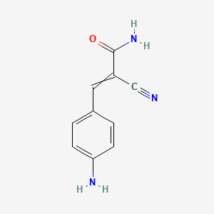 molecular formula C10H9N3O B1275532 3-(4-aminophenyl)-2-cyanoprop-2-enamide 