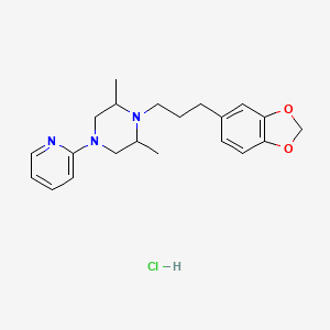 molecular formula C21H28ClN3O2 B12755364 cis-2,6-Dimethyl-1-(3-(3,4-(methylenedioxy)phenyl)propyl)-4-(2-pyridyl)piperazine HCl CAS No. 102233-12-5