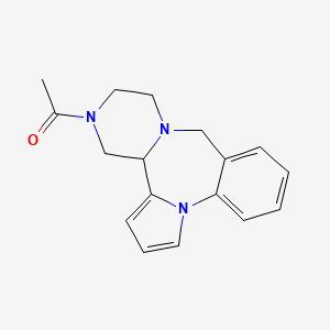 molecular formula C17H19N3O B12755374 12,13,14,14a-Tetrahydro-13-acetyl-9H,11H-pyrazino(2,1-c)pyrrolo(1,2-a)(1,4)benzodiazepine CAS No. 144109-13-7
