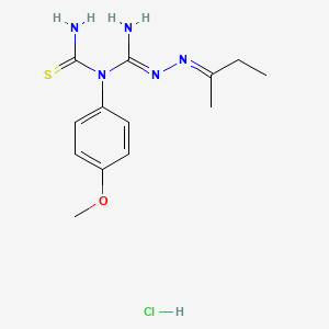 molecular formula C13H20ClN5OS B12755476 N-(Aminothioxomethyl)-N-(4-methoxyphenyl)-2-(1-methylpropylidene)hydrazinecarboximidamide HCl CAS No. 126281-59-2