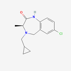 molecular formula C14H17ClN2O B12755482 2H-1,4-Benzodiazepin-2-one, 7-chloro-4-(cyclopropylmethyl)-1,3,4,5-tetrahydro-3-methyl-, (3S)- CAS No. 258849-88-6