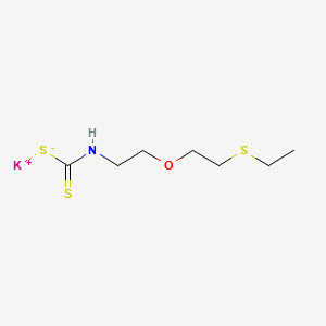 molecular formula C7H14KNOS3 B12755488 Carbamodithioic acid, (2-(2-(ethylthio)ethoxy)ethyl)-, monopotassium salt CAS No. 127695-07-2