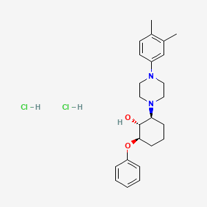 molecular formula C24H34Cl2N2O2 B12755533 Cyclohexanol, 2-(4-(3,4-dimethylphenyl)-1-piperazinyl)-6-phenoxy-, dihydrochloride, (1-alpha,2-beta,6-beta)- CAS No. 108661-85-4