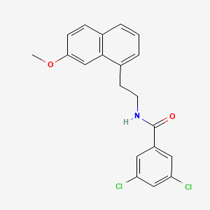 molecular formula C20H17Cl2NO2 B12755564 Benzamide, 3,5-dichloro-N-(2-(7-methoxy-1-naphthalenyl)ethyl)- CAS No. 138112-91-1