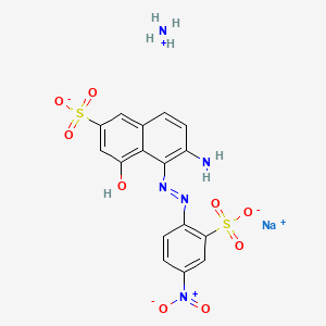 molecular formula C16H14N5NaO9S2 B12755664 Ammonium sodium 6-amino-4-hydroxy-5-((4-nitro-2-sulphonatophenyl)azo)naphthalene-2-sulphonate CAS No. 83721-57-7