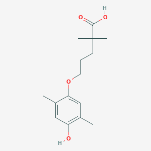 molecular formula C15H22O4 B12755665 Pentanoic acid, 5-(4-hydroxy-2,5-dimethylphenoxy)-2,2-dimethyl- CAS No. 80373-12-2