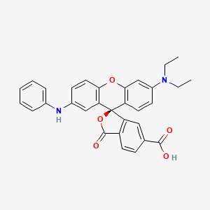 molecular formula C31H26N2O5 B12755766 Spiro(isobenzofuran-1(3H),9'-(9H)xanthene)-6-carboxylic acid, 6'-(diethylamino)-3-oxo-2'-(phenylamino)- CAS No. 71799-71-8
