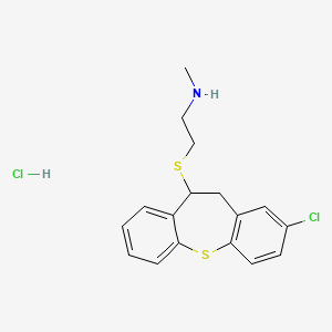 molecular formula C17H19Cl2NS2 B12755809 (+-)-N-Methyl-2-(2-chloro-10,11-dihydrodibenzo(b,f)thiepin-10-ylthio)ethylamine hydrochloride CAS No. 124645-21-2