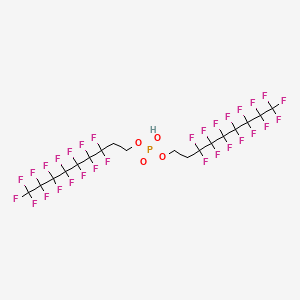 molecular formula (O)P(OH)(OCH2CH2C7F15)2<br>C18H9F30O4P B12756159 Bis(3,3,4,4,5,5,6,6,7,7,8,8,9,9,9-pentadecafluoro-1-nonanol) hydrogen phosphate CAS No. 63295-25-0