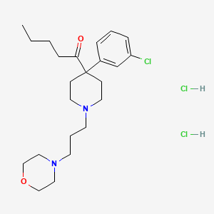 molecular formula C23H37Cl3N2O2 B12756178 1-Pentanone, 1-(4-(3-chlorophenyl)-1-(3-(4-morpholinyl)propyl)-4-piperidinyl)-, dihydrochloride CAS No. 62270-80-8