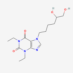 molecular formula C15H24N4O4 B12756182 1,3-Diethyl-7-(5,6-dihydroxyhexyl)xanthine hydrate CAS No. 86256-99-7
