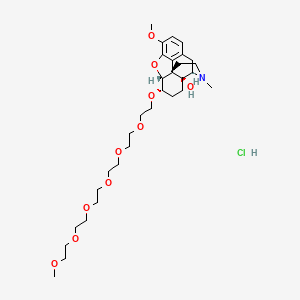 molecular formula C31H50ClNO10 B12756206 (4R,4aS,7S,7aR,12bS)-9-methoxy-7-[2-[2-[2-[2-[2-(2-methoxyethoxy)ethoxy]ethoxy]ethoxy]ethoxy]ethoxy]-3-methyl-1,2,4,5,6,7,7a,13-octahydro-4,12-methanobenzofuro[3,2-e]isoquinolin-4a-ol;hydrochloride CAS No. 1211231-53-6