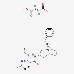 molecular formula C26H32N4O6 B12756257 N-(8-Benzyl-3-beta-nortropanyl)-4-ethoxy-2-methyl-5-pyrimidinecarboxamide fumarate CAS No. 84923-05-7