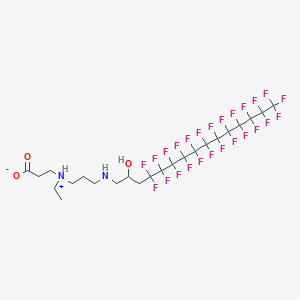 molecular formula C23H23F25N2O3 B12756259 (2-Carboxylatoethyl)(dimethyl)(3-((4,4,5,5,6,6,7,7,8,8,9,9,10,10,11,11,12,12,13,13,14,14,15,15,15-pentacosafluoro-2-hydroxypentadecyl)amino)propyl)ammonium CAS No. 93776-12-6