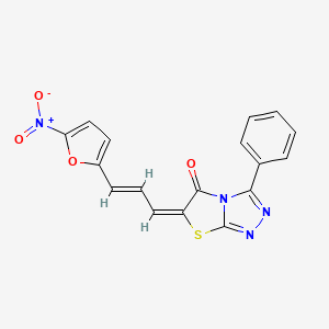 molecular formula C17H10N4O4S B12756309 6-(3-(5-Nitro-2-furanyl)-2-propenylidene)-3-phenylthiazolo(2,3-c)-1,2,4-triazol-5(6H)-one CAS No. 95356-86-8