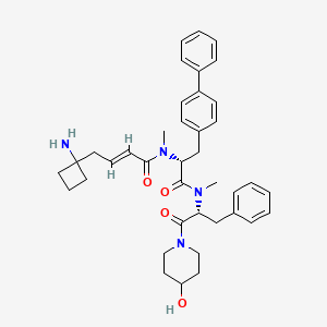 molecular formula C39H48N4O4 B12756361 4-Piperidinol, 1-(N-((2E)-4-(1-aminocyclobutyl)-1-oxo-2-buten-1-yl)-3-(1,1'-biphenyl)-4-yl-N-methyl-D-alanyl-N-methyl-D-phenylalanyl)- CAS No. 254905-41-4