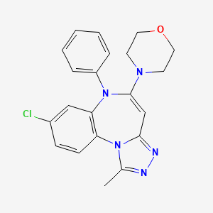 molecular formula C21H20ClN5O B12756379 6H-(1,2,4)Triazolo(4,3-a)(1,5)benzodiazepine, 8-chloro-1-methyl-5-(4-morpholinyl)-6-phenyl- CAS No. 153901-55-4