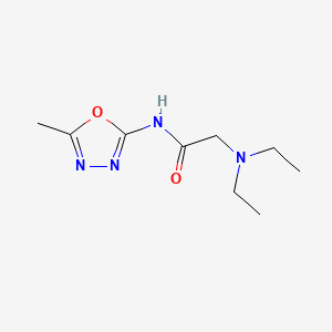molecular formula C9H16N4O2 B12756414 Acetamide, 2-(diethylamino)-N-(5-methyl-1,3,4-oxadiazol-2-yl)- CAS No. 147396-43-8