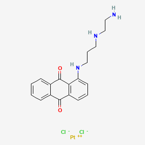 molecular formula C19H21Cl2N3O2Pt B12756489 ((2-((3-(Anthraquinon-1-ylamino)propyl)amino)ethyl)amine-N,N')dichloroplatinum(II) CAS No. 131041-28-6