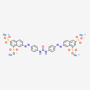 molecular formula C33H20N6Na4O13S4 B12756579 1,3-Naphthalenedisulfonic acid, 7,7'-(carbonylbis(imino-4,1-phenyleneazo))bis-, tetrasodium salt CAS No. 71598-15-7