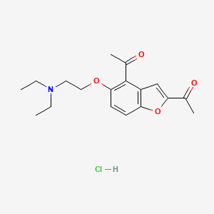 molecular formula C18H24ClNO4 B12756582 Ethanone, 1,1'-(5-(2-(diethylamino)ethoxy)-2,4-benzofurandiyl)bis-, hydrochloride CAS No. 90138-42-4