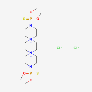 molecular formula C16H36Cl2N4O4P2S2 B12756594 3,12-Diaza-6,9-diazoniadispiro(5.2.5.2)hexadecane, 3,12-bis(dimethoxyphosphinothioyl)-, dichloride CAS No. 111854-46-7