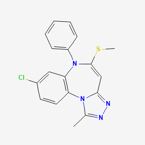 molecular formula C18H15ClN4S B12756606 6H-(1,2,4)Triazolo(4,3-a)(1,5)benzodiazepine, 8-chloro-1-methyl-5-(methylthio)-6-phenyl- CAS No. 153901-45-2