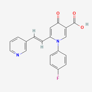 molecular formula C19H13FN2O3 B12756617 1,4-Dihydro-1-(4-fluorophenyl)-4-oxo-6-(2-(3-pyridinyl)ethenyl)-3-pyridinecarboxylic acid CAS No. 92365-49-6