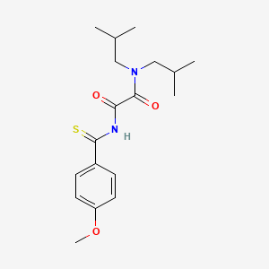 molecular formula C18H26N2O3S B12756628 Ethanediamide, N,N-bis(2-methylpropyl)-N'-((4-methoxyphenyl)thioxomethyl)- CAS No. 169465-24-1