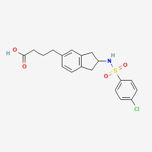 molecular formula C19H20ClNO4S B12756653 2,3-Dihydro-2-(((4-chlorophenyl)sulfonyl)amino)-1H-indene-5-butanoic acid CAS No. 114149-53-0