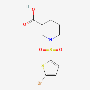 molecular formula C10H12BrNO4S2 B1275670 1-[(5-Bromothien-2-yl)sulfonyl]piperidine-3-carboxylic acid CAS No. 496778-03-1