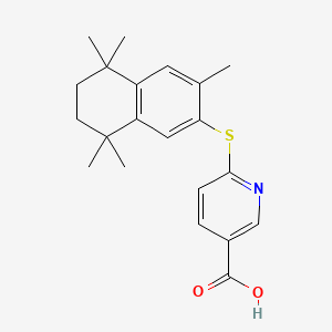 molecular formula C21H25NO2S B12756704 3-Pyridinecarboxylic acid, 6-((5,6,7,8-tetrahydro-3,5,5,8,8-pentamethyl-2-naphthalenyl)thio)- CAS No. 173156-98-4