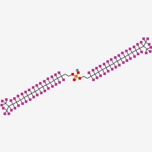 molecular formula C38H9F70O4P B12756712 Bis(3,3,4,4,5,5,6,6,7,7,8,8,9,9,10,10,11,11,12,12,13,13,14,14,15,15,16,16,17,18,18,18-dotriacontafluoro-17-(trifluoromethyl)octadecyl) hydrogen phosphate CAS No. 93776-19-3